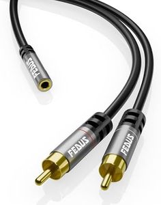 FEDUS RCA to 3.5mm Female 6.5ft/2M 3.5mm to 2RCA Male Stereo Audio Cable Metal Shell 3.5mm 1/8" TRS Stereo to Dual RCA Jack Adapter Y Cable for Smartphones,Headphone,MP3,Tablets,Home Theater,Black
