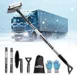 Epltion 72" Long Snow Brush Ice Scraper | Extendable | Multipurpose | Easy to Use | Antifreeze Gloves | 270° Pivoting | Snow Ice Removal | Fit for Car SUV MPV Truck Van Windshield Window Roof Gift