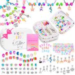 Nouvati Kids Jewellery Making Kit, Charm Bracelet Making Kit for Girls Age 5+ in Inspiring Jewellery Box – 275 Crystal Beads, Letter Beads & Charms for Bracelets and Necklaces; Perfect Girl Gift