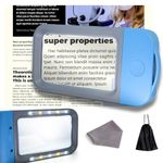 VOCA Magnifying Glass with Light, 3X Large Rectangle Reading Magnifier with 10 LEDs for Seniors with Macular Degeneration, Newspaper, Books, Small Print, for Low Visions (Blue)