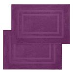 Weidemans Luxury 100% Cotton Bath Matts for Bathroom | Set of 2 Modern Design Plum Bath Mat | Machine Washable & Eco-Friendly Bath Mat Set with a Soft & Absorbent Underfoot for Comfort