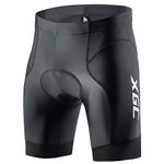 XGC Men's Cycling Shorts 4D Padded Bike Bicycle MTB Mountain Biking Cycle Tights Shorts with Anti-Slip Leg Grips (Black, L)