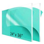 CALPALMY (2-Pack) 24 x 36" Clear Acrylic Sheet Plexiglass 1/4” Thick; Use for Craft Projects, Signs, Display Cases, Sneeze Guard and More; Cut with Engraver, Power Saw or Hand Tools