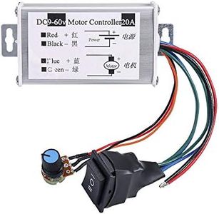 DC Motor Speed Controller,Brush Motor Driver Controls Module DC 9V-60V 12V 24V 36V 48V 60V Motor Pulse Width Modulator Regulator 20A 1200W PWM Monitor Dimmer Governor with Switch & Knob +1