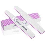 MAYCREATE® 10PCS Nail Files, Professional Nail Filer and Buffer, Curved Fingernail Files, 100/180 Grit with 240 Grit for Smooth Finishing, Sponge and PP Board for Home and Salon Use (Pink)