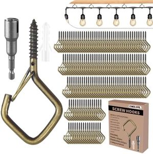 Emiluil 102 PCS Metal Bronze Eye Screw Hooks for Hanging Heavy Duty.Windproof Ceiling Hooks for Hanging Plants,Cup,Wind Chime,Bird Feeders,Christmas String Lights at Indoor&Outdoor 2.2 Inch