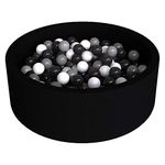 Wonder Space Deluxe Kids Round Ball Pit, Premium Handmade Kiddie Balls Pool, Soft Indoor Outdoor Nursery Baby Playpen, Ideal Gift Play Toy for Children Toddler Boys & Girls (Black)