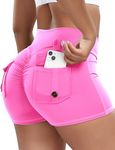 WorkoutINSTINNCT Workout Shorts Women Cargo Shorts with Pockets Gym Shorts Athletic Scrunch Butt Lifting High Waist Tummy Control (Pink, M)