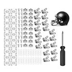 Lyshujli 100Pcs Football Helmet Repair Kit,Hockey Helmet Hardware Kit,R Shape Football Visor Clips Screws Nuts with Rubber Gaskets for Youth Hockey Baseball Sports