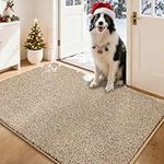COSY HOMEER Nonslip Door Mats Indoor, 80 x 120cm Washable Dirt Trapper Welcome Front Doormat for Entryway Room Hallway, Absorbent Indoor Floor Mat for Muddy Shoes & Pets and Dogs, Beige