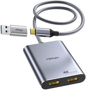 USB C to Dual HDMI Splitter Extended Display, USB 3.0 to Dual Monitor Adapter 4K60Hz for Mac M1 M2 M3, DisplayLink Adapter for Dual Monitors(for MacBook, MacBook Air, MacBook Pro), Driver Required