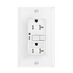 Eaton GFCI Self-Test 20A -125V Tamper Resistant Duplex Receptacle with Nightlight & Standard Size Wallplate, White