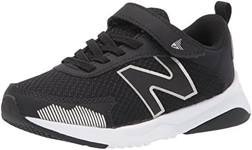 New Balance Kid's Dynasoft 545 V1 Hook and Loop Running Shoe, Black/White/Silver Metallic, 2 Wide Infant