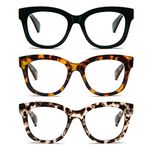 MMOWW Oversized Reading Glasses 3 Pack for Women Blue Light Blocking with Spring Hinge Computer Readers Ladies +2.0