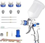 Spray Gun Paint Sprayer HVLP Gravity Feed Air Spray Gun Kit with 1.4MM 1.7MM 2.0MM Nozzle 600CC Cup Vehicle Car Fence Painting Tool (Blue)