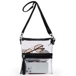 TINYAT Clear Crossbody Bags Stadium Approved Small Clear Bag for Women Clear Purse with Adjustable Strap for Travel Sports