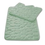 GC GAVENO CAVAILIA Memory Foam Stone Bath Mat Quick Dry, Pebble Bath Mat Non Slip, Ultra Absorbent Washable Bathroom Rug Pedestal Toilet Mats Sets 2 Pieces, Sage Green Bath Mat