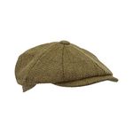 WALKER AND HAWKES - Men's Green Sage Derby Tweed 8-Panel Charlie Baker Boy Style Teflon Coated Cap - Light Sage - XL (60cm)