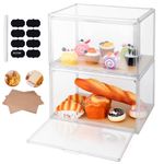 Large Clear Bread Box for Countertop 4 Layers Bread Container Clear Acrylic Bread Box Large Bread Bin Bread with 50 Bread Paper Boxes for Kitchen Counter for Homemade Bread Cake Bagel Muffins