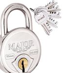 Mujees Major Padlocks for Home Door,Metal Body, Semi Cylinder 77mm 10 Lever Double Locking Comes with 5 Keys,Suitable for Wooden Main Door Or Iron Main Gate (77mm | 5 Keys| Wholesale Pack of 6 Pcs)