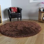 AROMICK® Round Shaggy Carpet Plain Fur Rugs for Kids and Girls Room, Living Room Bedroom Carpet, Cute Luxury Non- Slip (2 x 2, Brown)