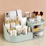 ALOXE Makeup Organizer | Makeup Box For Storage | Make Up, Cosmetic, Skincare Organiser For Women | Elegant Makeup Vanity With Transparent Drawer (Green)