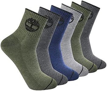 Timberland Mens 6Pack Quarter Socks, Olive Heather (6 Pack), Large