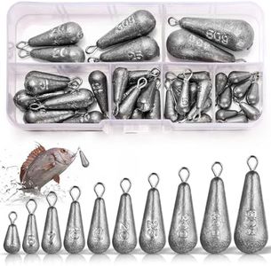 Annyswit 40 Piezas Pequeños Pesa de Pesca Mezclados 10 Tamaños 3.5g 5g 7g 10g 15g 20g 25g 30g 40g 50g Pesas de Plomos de Pesca de Hierro con Giratorio para Pesca en Aguas Profundas & Flotante & el Mar