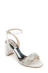 Badgley Mischka Women's Block Heel Sandal Heeled, Soft White, 9