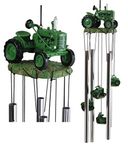 Ebros Gift Old Fashioned Vintage Country Agricultural Farm Green Tractor Model Resonant Relaxing Wind Chime Patio Garden Accent of Rustic Countryside Farming Cottage Theme