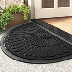 Front Door Mat Outdoor Indoor Welcome Mat-Semicircular 43X75CM Non Slip Heavy Duty Rubber Doormat-Absorbent Entryway Rug Entrance Mat Entry Rug Dirt Scraping Shoe Mat Black