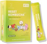 Everydaze BT21 Reset Kombucha Tea Powdered Beverage Mix | 10 Sticks | Prebiotics + Probiotics | Vegan | No Added Sugar, Gluten Free, Sparkling Powder Drink Pack (Green Grape)