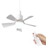 Ceiling Fans with Lights, E27 30W LED Ceiling Fan with and Remote and Timing, 3 Speeds 3 Color, Socket Fan LED Light, Quiet Ceiling Fan for Bedroom, Living Room (White)