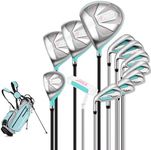 PGM Women's Complete 12-Club Golf Set with Stand Bag & Hybrid - Left-Handed | For Petite & Average-Height Women; 12 Clubs from Tee to Green, Plus a Dual-Strap Stand Bag for Practice Days and Golf Rounds.