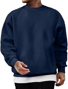 JMIERR Mens Shirts Cotton Midweight Pullover Sweatshirts Fleece Casual Fashion Long Sleeves Clothing Mens Winter Apparel, 5X-Large, Blue