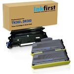 3PK-1 Inkfirst DR360 DR-360 Drum Unit + 2 TN360 TN-360 High Yield Toner Cartridges (2 Toner + 1 Drum) Compatible Replacement for Brother DCP-7030 DCP-7040 MFC-7340 MFC-7345N MFC-7440N MFC-7840W