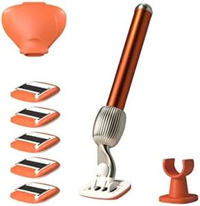 Fler The Razor Shave Set - Rasoio Donna con Testine Intercambiabili, Rasoio con Supporto, 6 Lamette di Ricambio e Custodia Protettiva, Rasoi Unisex, Lametta con Aloe Vera, Vitamina E, Arancio Sicily