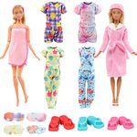 11 Pcs Doll Clothes and Accessories Including 4 Pajamas 1 Bathrobe 1 Bath Towel 2 Scarf and 3 Slippers for 11.5 inch Girl Doll