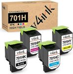 v4ink 701H High Yield Toner Cartridge Compatible Replacement for Lexmark 70C1HK0 70C1HC0 70C1HM0 70C1HY0 use with Lexmark CS310dn CS410dn CS310n CS310 CS510de CS410n CS410 CS510 Laser Printer, 4-Pack