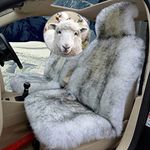 Real Sheepskin Seat Covers For Cars SUV Trucks Van RV Front Seats Genuine Sheepskin Car Seat Covers Fluffy Car Seat Covers Sheepskin Auto Seat Covers - Universal (One Piece)