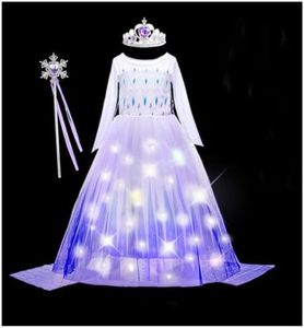 Hulaha Girls Led Light up Dress Kids Halloween Party Play Dress Costume 9-10Years