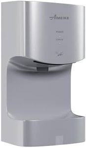 AIMEIKE Automatic Commercial Wall Mounted Hand Dryer with Drip Tray, Compact High Speed 110V 1300W, Adjustable Hot & Cold Air, Low Noise for Bathroom & High-Traffic Restrooms,Sliver