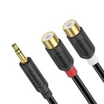 J&D 3.5 mm to 2 RCA Cable, Gold Plated Audiowave Series 3.5mm Male to 2RCA Female Stereo Audio Adapter Y Splitter RCA Cable, 6 Feet