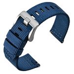 ANNEFIT Nylon Watch Strap for Men 19mm, Quick Release Military Watch Band with Heavy Duty Stainless Steel Buckle (Blue)