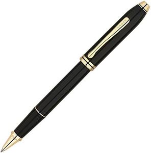 Cross Townsend Black Lacquer Rollerball Pen with 23KT Gold Plated Appointments (575)