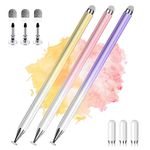 Stylus Pens for Touch Screens, 2 in 1 High Precision Universal Stylus Pen for iPad Compatible with Apple, iPhone, iPad, Android, Samsung Tablets, Phones, 3 Pack-Pink, Purple, Yellow