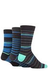 SockShop Men's Comfort Cuff Socks - Striped and Plain Soft Breathable & Cooling Bamboo Material Multipack of 3 Pairs Peacock 7-11