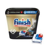 Finish® Quantum UltraMAX Dishwasher Detergent Pods, 3-Chamber Formula with PowerBall, 2X Grease Fighting, Burnt-On & 24H Dried-On Stains, Intense Clean & Virtually Diamond Shine, No Pre-Rinse, 60 Tabs
