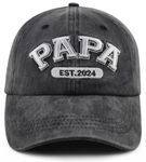 Papa Est 2024 Hat for Men, Funny Adjustable Cotton 3D Embroidered Dad Baseball Cap, Black1, One Size