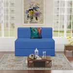 Dr Smith Sofa Cum Bed Sofa | Single Seater, Sofa Bed 3 X 6 Feet | Folding Sofa Bed, Sofa Cum Beds for Living Room, Flipper Single Seater Sofa with Cushions Jute Fabric - Blue